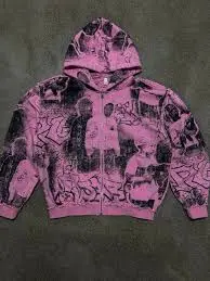 77studios pink and black hoodie stylish streetwear unisex hoodie with premium soft fabric and modern urban fashion design